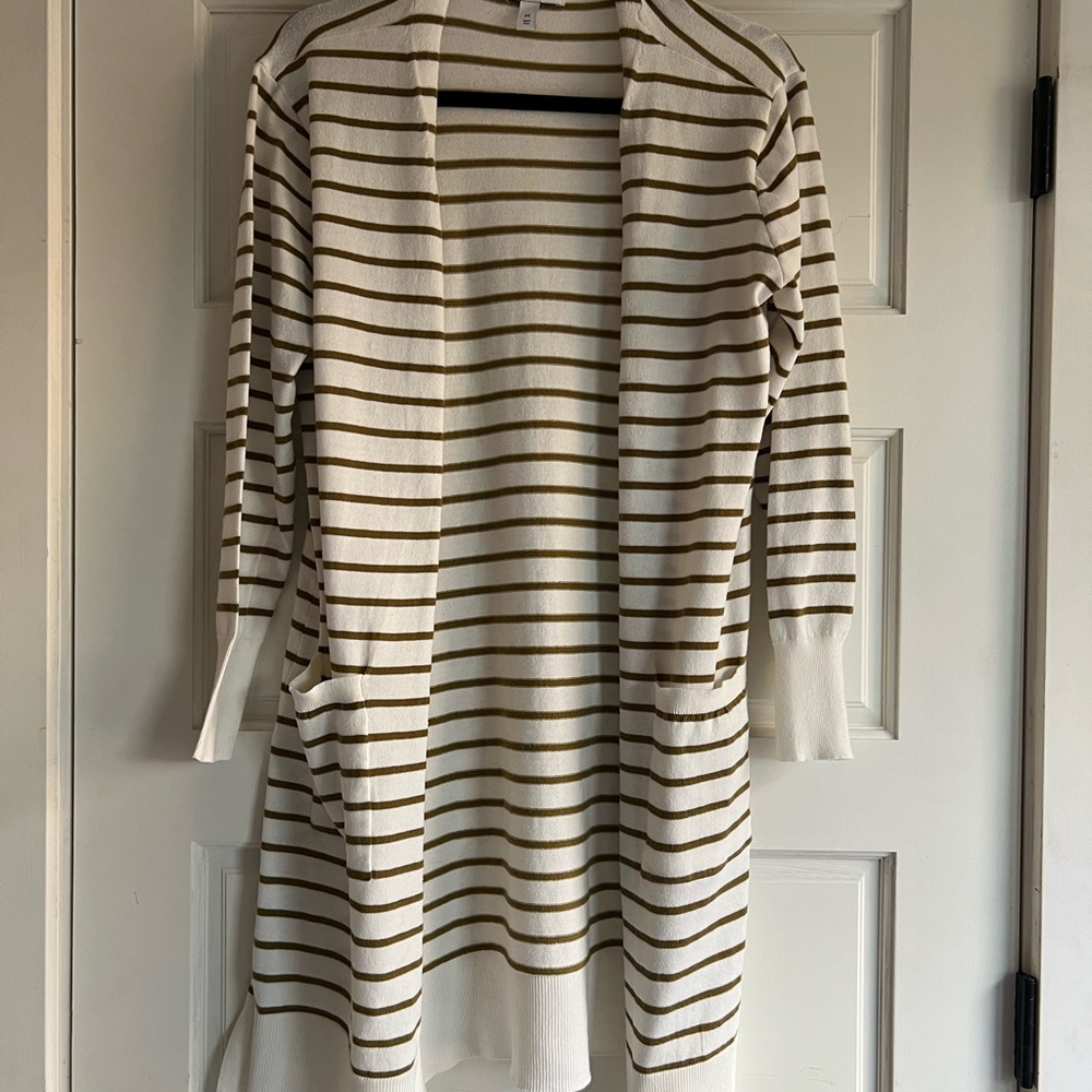 Striped Open-Front Cardigan
